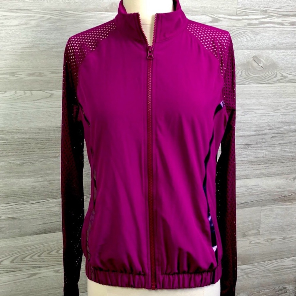 Z by Zella Athletic Full Zip Jacket Fuschia Medium Mesh Lightweight Pink